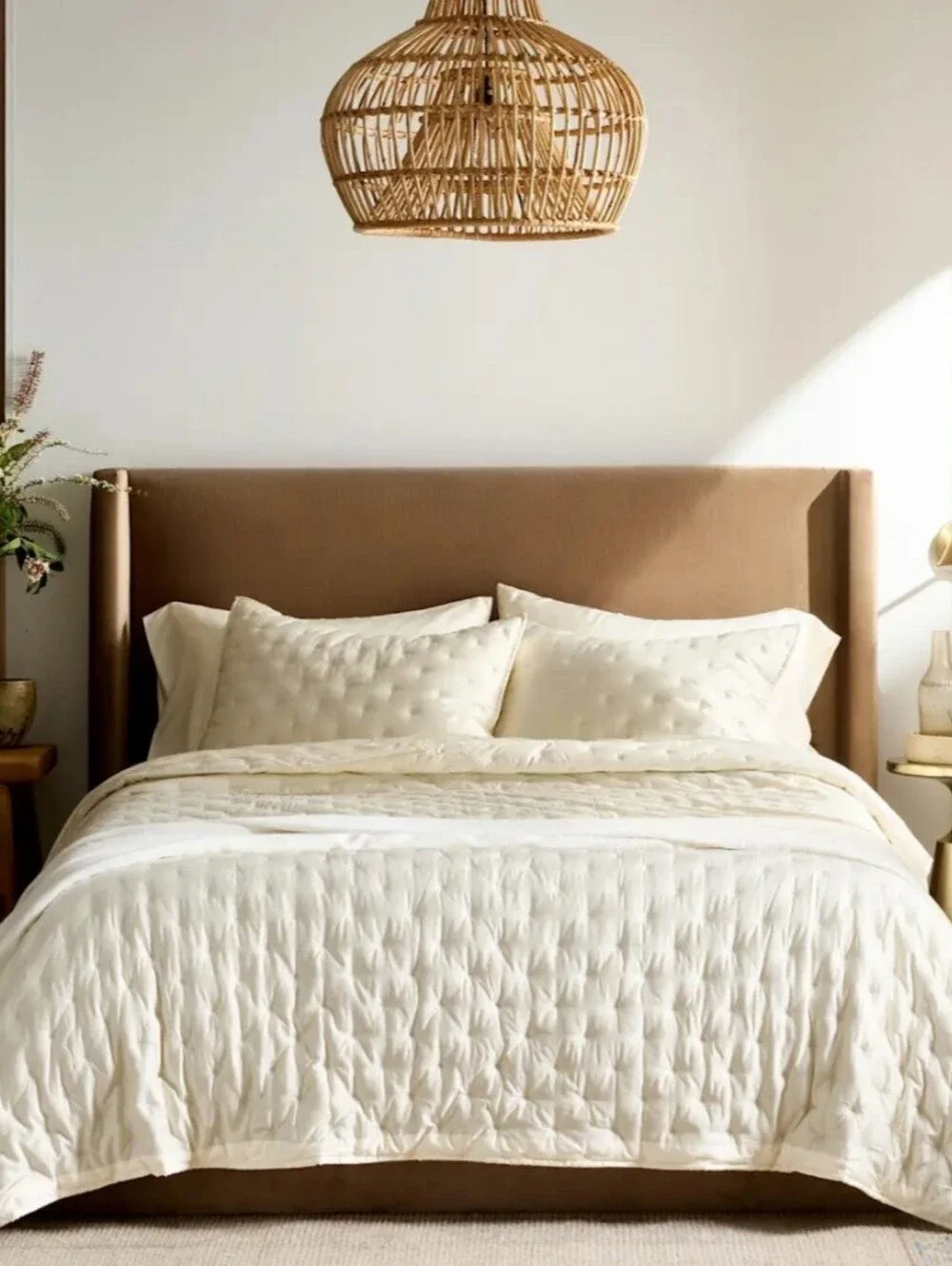 Quince Bamboo Dream Quilted Sham Set, Ivory, King